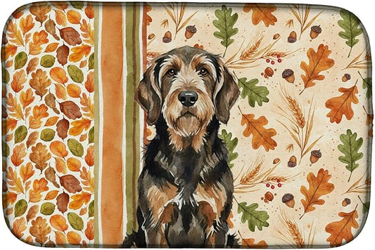 Caroline's Treasures Black and Tan Otterhound Heirloom Fall Dish Drying Mat Absorbent Dish Drying Mat Pad for Kitchen Counter Dish Drainer Mat for Countertop, 14 x 21", Multicolor