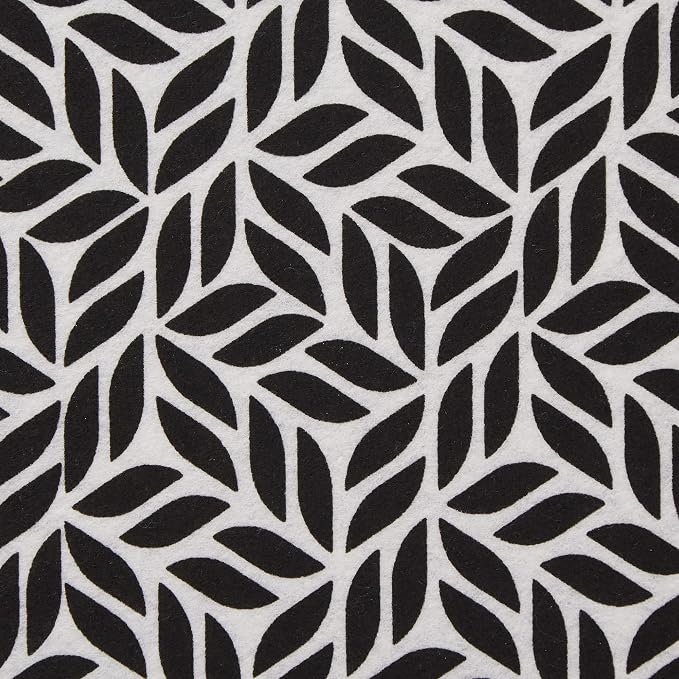 DII Fridge & Shelf Liner Collection Non-Adhesive, Cut to fit, Machine Washable, 12x20, Black Abstract Leaf, 2 Piece