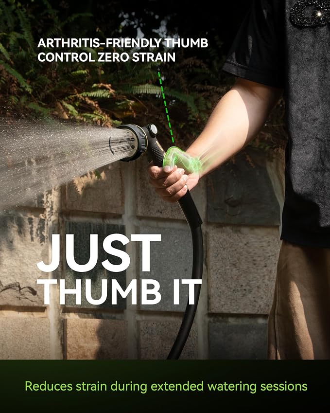 RainPoint Spray Nozzle & Quick Connector Combo | Effortless 8-Mode Zinc-Brass Garden Set