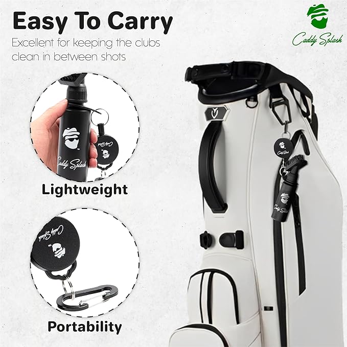 Original Golf Club Water Brush +Golf Pocket Mag Towel - Black Bundle
