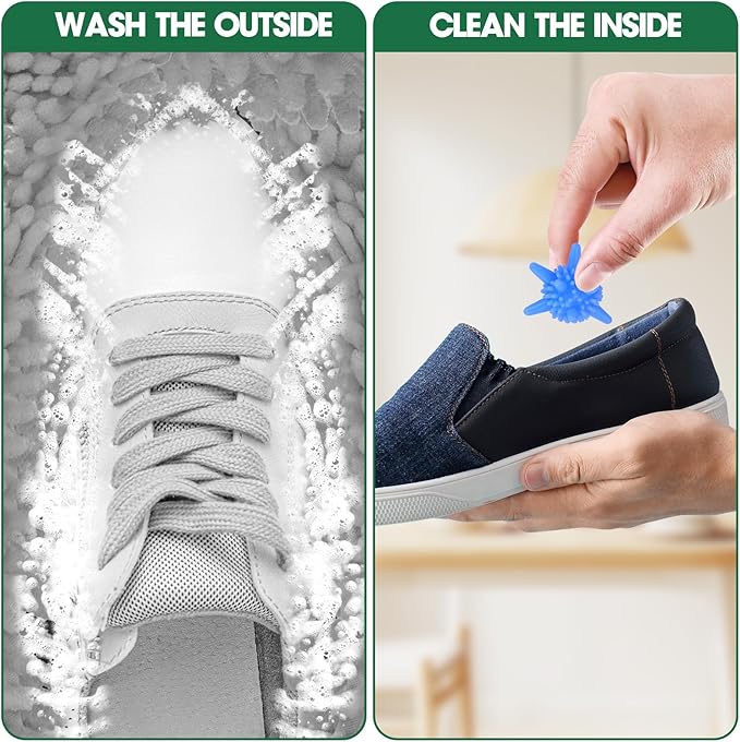 Shoe Washing Machine Bag, 2 Pack Sneaker Cleaner Kit with 10 Washer Balls for Gym Sneakers and Flats, Shoe Laundry Bag with Zipper Protection Design,Large Size for Women's, Men's, and Kid's Shoes