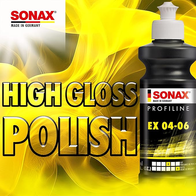 SONAX EX 04-06 Dual Action Polishing Compound | One-Step Medium Cut & High Gloss Finish | Removes Swirls, Water Spots & Oxidation | DA Polisher Safe | Silicone-Free & VOC Compliant | 242300 | 1 Liter