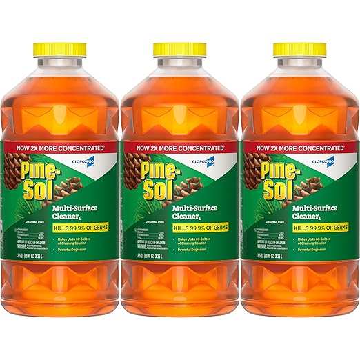 CloroxPro Pine-Sol Multi-Surface Cleaner, Clorox All Purpose Cleaner, Tackles Allergens, Odor, Dirt, Grime and Grease, Original Pine, 80 fl. oz., Pack of 3