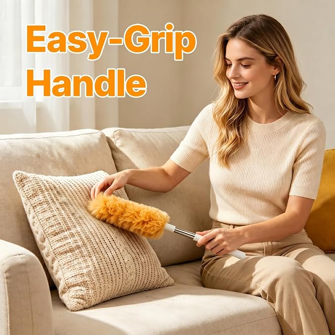 30PCS Duster Refills Compatible with Swiffer Dusters, 360 Heavy Duty Duster with 2 Extendable Handles for Ceiling Fan & Everyday Cleaning, Microfiber Duster for High Ceilings, Lamps, Furniture, Blinds