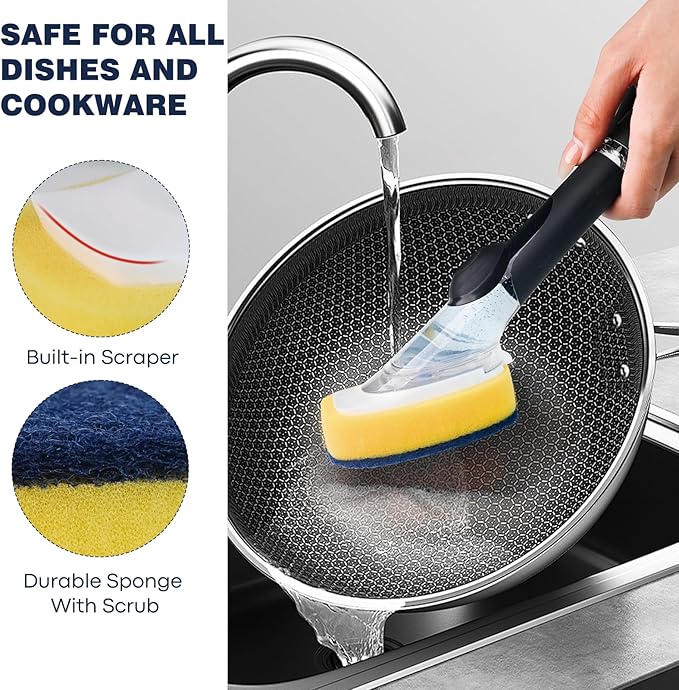 Soap Dispensing Dish Brush + Sponge Brush Refills