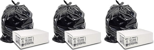 Heavy Duty 33 Gallon Trash Bags (Huge 100 Ct. /w Flap Ties) - 2 MIL equiv. Thick Gauge Large Black Plastic Garbage Liners for Kitchen,Yard,Brute/Rubbermaid(1 Pallet of 100 Cases, 10000 Bags Total)