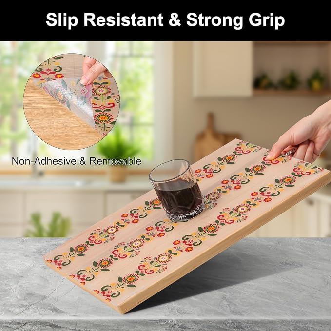 Cooyes Shelf Liner – Non-Slip Cabinet & Drawer Liner for Kitchen – Non-Adhesive Waterproof Shelf Paper with Modern Pattern – Durable EVA Cabinet Mat – Easy to Cut (Sunflower,23.6" W x 118" L)