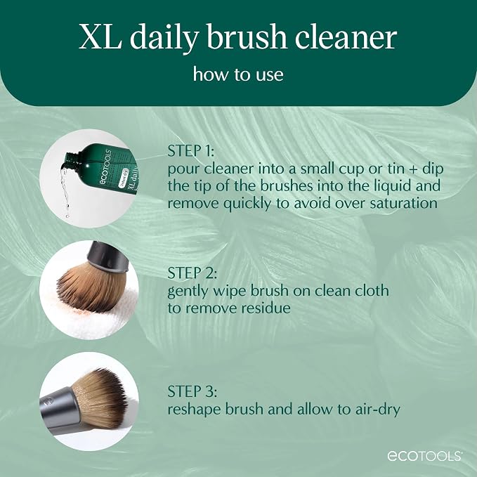 EcoTools Daily Makeup Brush Cleanser Spray, Quick Drying, Fragrance Free & Dermatologist Tested, Travel Size, TSA Approved, Cruelty-Free & Vegan 3 fl oz./89 ml. Bottle XL Refill