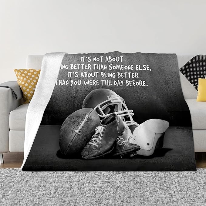 Tijuboni Football Sports Throw Blanket Rugby Gifts for Men Boys Women Girls Kids Adults Soft Flannel Fleece Blanket for Couch Sofa Bed Home Decor 60"x80"