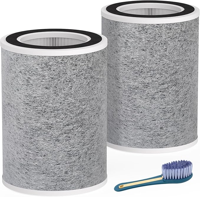 Leemone True HEPA HP201 HP202 Filter Replacement for Shark HP200 Series & HC502 Air Puri-fier MAX,3-in-1 H13 Grade Filter, Part # HE2FKBAS, HE2FKBASMB(2 Pack)