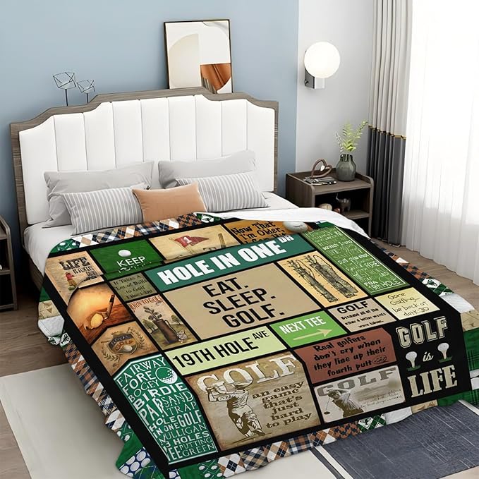 Tijuboni Golf Throw Blanket Golf Gifts for Men Women Girls Boys Kids Adults Soft Flannel Fleece Blanket for Couch Sofa Bed Home Decor 60"x80"