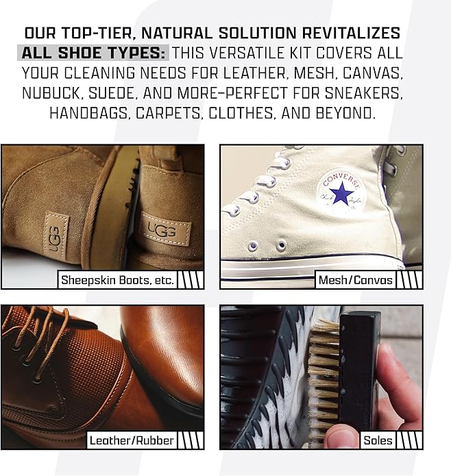 FACTORY LACED Sneaker Care Kit — Shoe Cleaner with Deodorizer & Water Repellent Spray, 2 Brushes & Microfiber Towel — Works on Jordan, Nike, Adidas — Leather, Suede, Canvas & Mesh