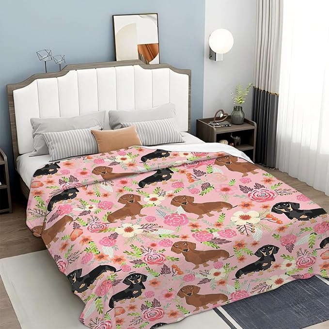 Tijuboni Dachshund Throw Blanket Dog Gifts for Girls Boys Women Men Kids Adults Soft Flannel Fleece Blanket for Couch Sofa Bed Home Decor 40"x50"