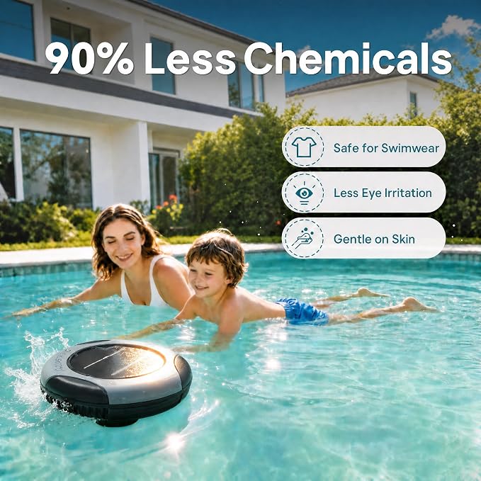 AQUASTRONG Solar Pool Care System with 15.8 oz Copper Anode, High-Efficiency 2W Solar Panel for Above Ground & Inground Pools up to 35,000 Gallons, Compatible with Multiple Pool Types