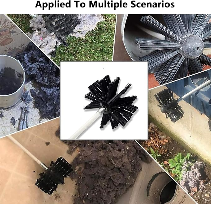 20FT Dryer Vent Cleaner Kit Dryer Cleaning Tools, Flexible Lint Brush with Drill Attachment, Duct Cleaning Kit Vent Cleaner Chimney Cleaning Brush with 15 Flexible Rods, 7.8'' Brush Heads