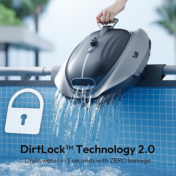 (2026 New) Bubot 300P Cordless Pool Vacuum for Above Ground Pool, Robotic Pool Cleaner with Bluehole Suction, DirtLock 2.0, Dual Filters for Above-Ground Flat Pools up to 850 Sq.Ft. Obsidian