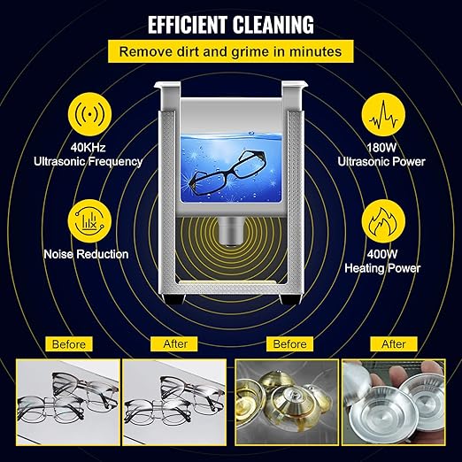 VEVOR 6L Upgraded Ultrasonic Cleaner (400W Heater,180W Ultrasonic) Professional Digital Lab Ultrasonic Parts Cleaner with Heater Timer for Jewelry Glasses Instruments Cleaning