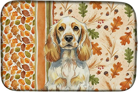 Caroline's Treasures Lemon Roan English Cocker Spaniel Heirloom Fall Dish Drying Mat Absorbent Dish Drying Mat Pad for Kitchen Counter Dish Drainer Mat for Countertop, 14 x 21", Multicolor