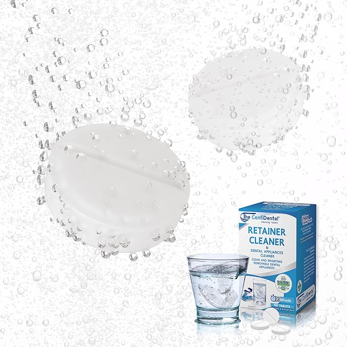The ConfiDental Cleansing Tablets (120tablets) - 4 months supply. Retainer, Mouth Guard and Dental Appliances Cleaner. Keep your Dental Alliances Fresh and Clean like new.