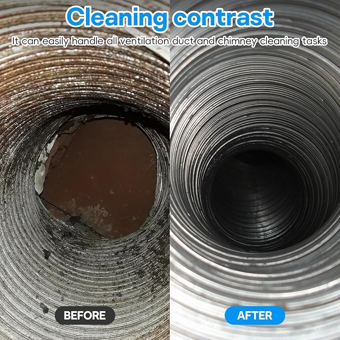 MAGICLULU Chimney Cleaning Brush Kit with 23 Flexible Rods and 2 Brush Heads Multipurpose Dryer Vent and Fireplace Duct Cleaner Hexagonal Adapter Included 6X6X2.16 Inch Compact Set