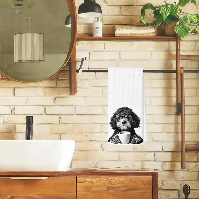 Funny Bernedoodle Kitchen Towels, Dog Kitchen Accessories, Dog Chef Gifts for Women Decorative Hand Towels for Kitchen Decor, Coffee Lovers Gifts Dish Tea Towel, 16x24 Inch