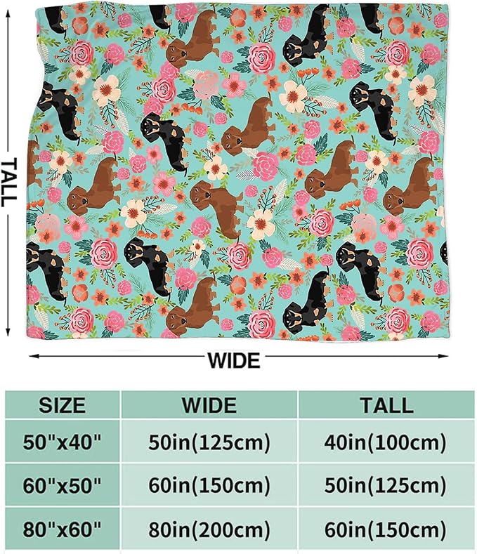 Tijuboni Dachshund Throw Blanket Dog Gifts for Girls Boys Women Men Kids Adults Soft Flannel Fleece Blanket for Couch Sofa Bed Home Decor 50"x60"