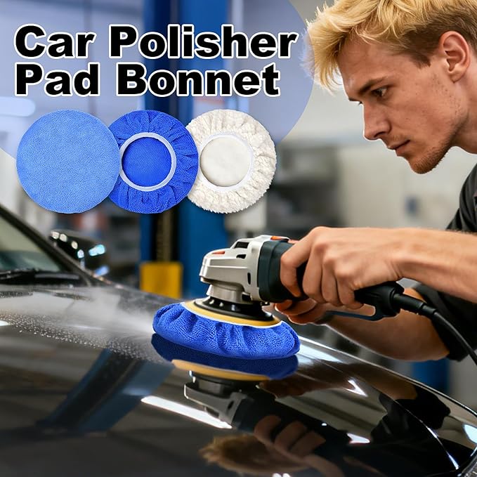 20 PCS Car Polisher Pad Bonnet 5 to 6 Inch , Car Polishing Bonnet Buffing Pads, Lamb Fleece Buffing Pad Cover, 12*Microfiber 8*Woollen