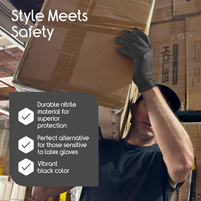 Inspire HEAVY DUTY ORIGINAL Stretch Nitrile Black Gloves Disposable Latex Free | Food, Mechanic, 6mil Black or 8 Mil Orange