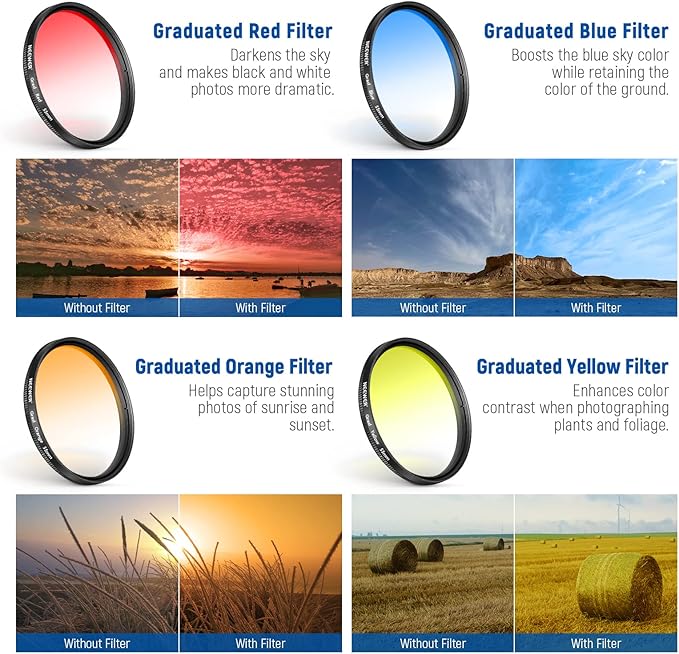 NEEWER 55mm ND + CPL + Star + 4 Graduated Color Filter Set with Phone Lens Clamp Compatible with iPhone 17 16 16e 15 14 Pro Max Plus Samsung Galaxy S25 Ultra