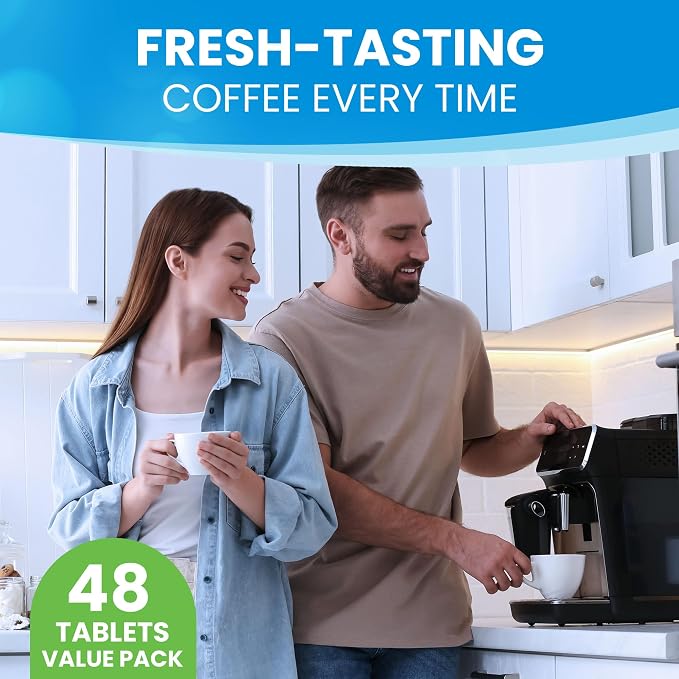Coffee Maker Cleaner & Descaler Tablets – 48 Pack, Deep Cleaning for Coffee Pot & Coffe Machine, Compatible with Keurig, Nespresso, Miele, Ninja, Breville, DeLonghi, Espresso & Drip Machines