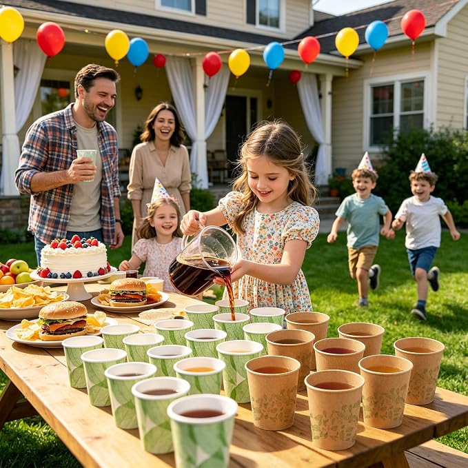 12oz 240Count Compostable Paper Cups, Plant-Based Disposable Coffee Cups with PLA Lining, Perfect for Hot & Cold Drinks, Coffee, Party, Office & Daily Use