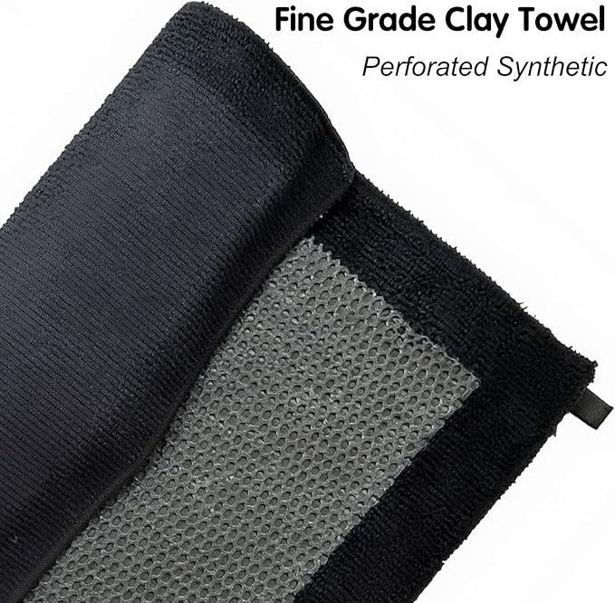 CACHIL 3 Pcs Clay Towel - Auto Detailing Clay bar Towel - Decontaminate Paint and Glass for Smoth Washing - Improve Wax and Sealant Bonding, Enhance Gloss and Color Depth - 12" x 12"（Black）