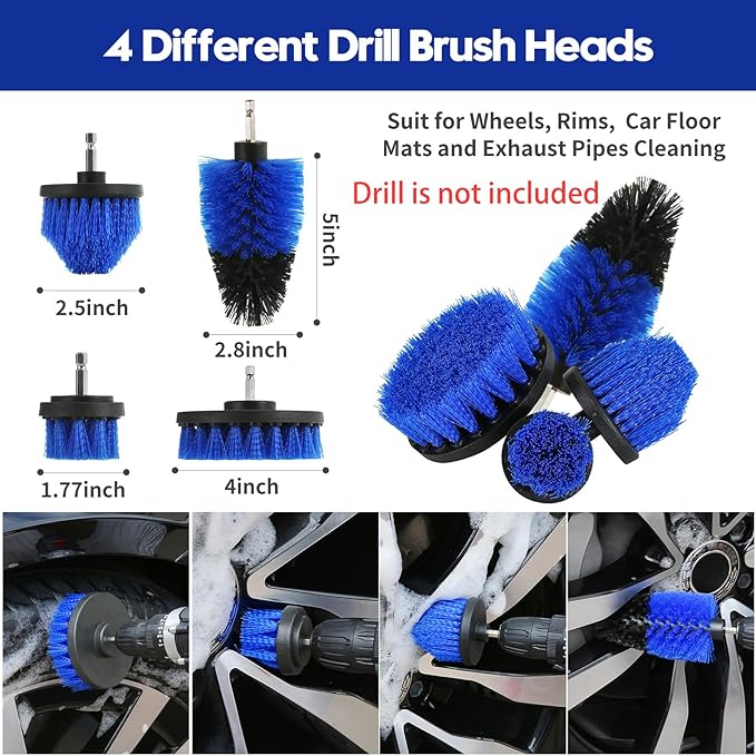 Qydipclin 42Pcs Car Detailing Kit, Car Detailing Brush Set, Car Wash Cleaning Kit, Car Detailing Brushes, Professional Car Care Kit for Interior Exterior Wheels, Blue