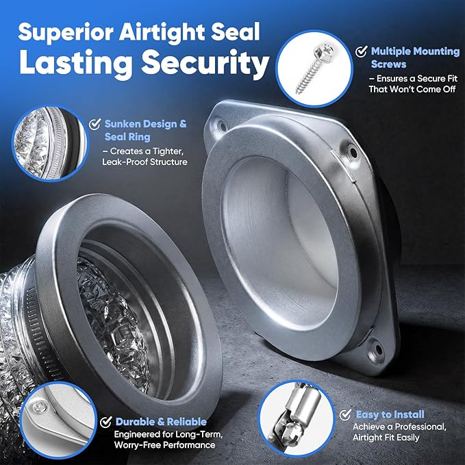 Magnetic Dryer Vent Coupler Kit, 4-Inch Quick-Connect Hose & Wall Plate, Strong Magnetic Connector for Easy On/Off, Airtight Seal, Heat-Resistant Aluminum Hose with Stainless Clamps, Screws & Anchors