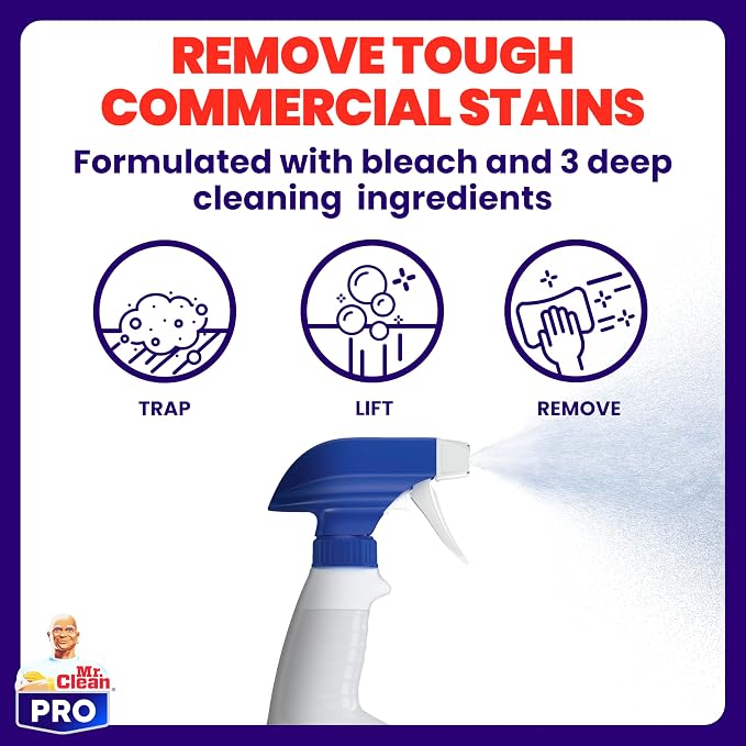 Mr. Clean PRO Deep Cleaner with Bleach for Hard Commercial Surfaces, Bulk Spray Refills, 1 gal (Case of 3)