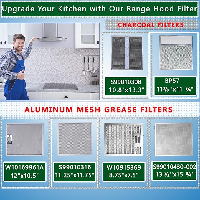 2Pack S99010430-002 Range Hood Grease Filters Compatible With B-roan N-utone HPF30 4512880 and Ken-more Rnge Hood Filter Replacement by Size 13 7/8" X 15 3/4" X 3/8"