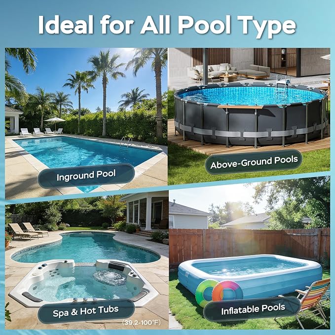 Pool Vacuum for Above Ground Pool with 72.85" Pole, Upgraded 18.5 GPM Powerful Suction Handheld Pool Vacuum, 4 Filter Bags & 1H RunTime Rechargeable Pool Vacuum Cleaner for Above/Inground Pools