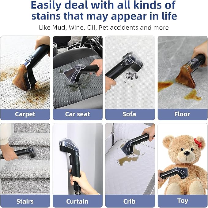 Slevoo Portable Carpet Cleaner Machine with 1 Bottle Cleaning Solutions, Upholstery and Furniture Cleaner with Powerful 400W Motor and Strong Suction for Pet Footprint, Dust, Oil