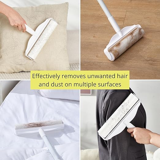 True & Tidy® White Clean Everywhere Spray Mop Kit with Three Interchangeable Heads and Refillable Tank- Includes Head, Round, and Window Squeegee Attachments with StickyPro XL Lint Roller