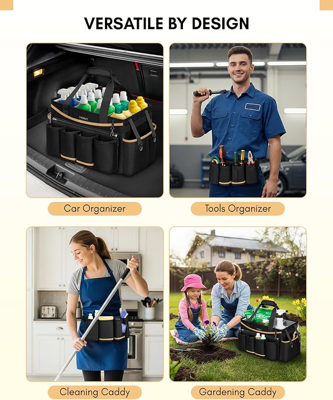 Ytonet Wearable Cleaning Caddy & Extra Large Cleaning Bag with Detachable Apron