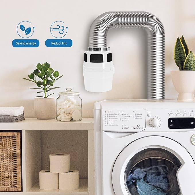 【UPGRADED】NOORNY 3 in1 Indoor Dryer Vent Kit Lint Catcher Bucket Box for Electric Clothes Dryer with 4 Inch 5 Feet Silver Duct