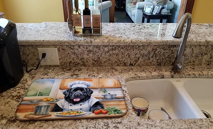 Caroline's Treasures DAC6288DDM Newfoundland The Chef Dish Drying Mat Absorbent Dish Drying Mat Pad for Kitchen Counter Dish Drainer Mat for Countertop, 14 x 21", Multicolor