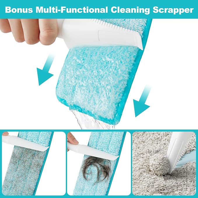 JOYMOOP 18 Inch Grey-White Microfiber Dust Mop for Hardwood Floors, Heavy Duty Industrial Wet Dry Mop with Telescopic Handle, Includes 3 Mop Pads