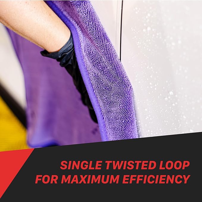 Maxshine 20" x 24" Universal Purple Car Drying Towel – 1200 GSM Rinse-Free Double-Sided Microfiber – Plush, Super Absorbent Towel for Car Wash & Detailing