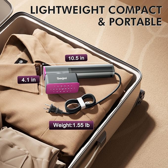 Travel Steamer Iron for Clothes, 100V-240V Portable Iron, 15s Fast Heat Up, 2 in 1 Handheld Steamer & Iron, LED Display, Fabric Quick Wrinkle Remover for Global & Europe
