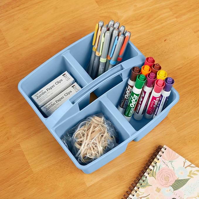 ECR4Kids 4-Compartment Medium Plastic Caddy, Multipurpose Organization, Earthtone, 6-Pack