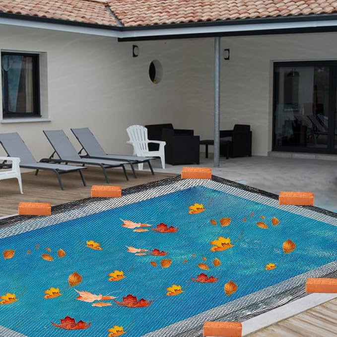 19.6 x 36 Feet Leaf Net Cover for Inground Swimming Pool - Rectangle Mesh Cover for 14 x 26ft Pool, Keeps Leaves Out