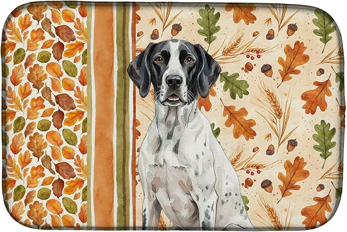 Caroline's Treasures Black and White Pointer Heirloom Fall Dish Drying Mat Absorbent Dish Drying Mat Pad for Kitchen Counter Dish Drainer Mat for Countertop, 14 x 21", Multicolor