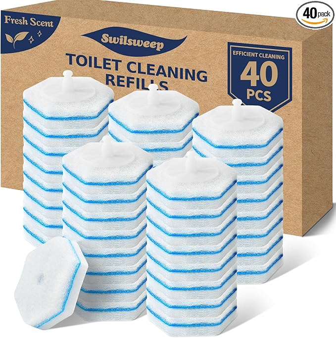 40 Count Toilet Bowl Wand Refills, Disposable Toilet Cleaner Refills, Disposable Wand Heads Compatible with Clorox and the Most Toilet Brushes,Fresh Scent