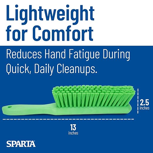SPARTA 8 Inch Soft Counter Brush with Polyester Bristles and 5 Inch Handle, Color Coded Handheld Broom for Tables Countertops and Foodservice Surfaces, 13 Inch Overall Length, Lime, Pack of 6